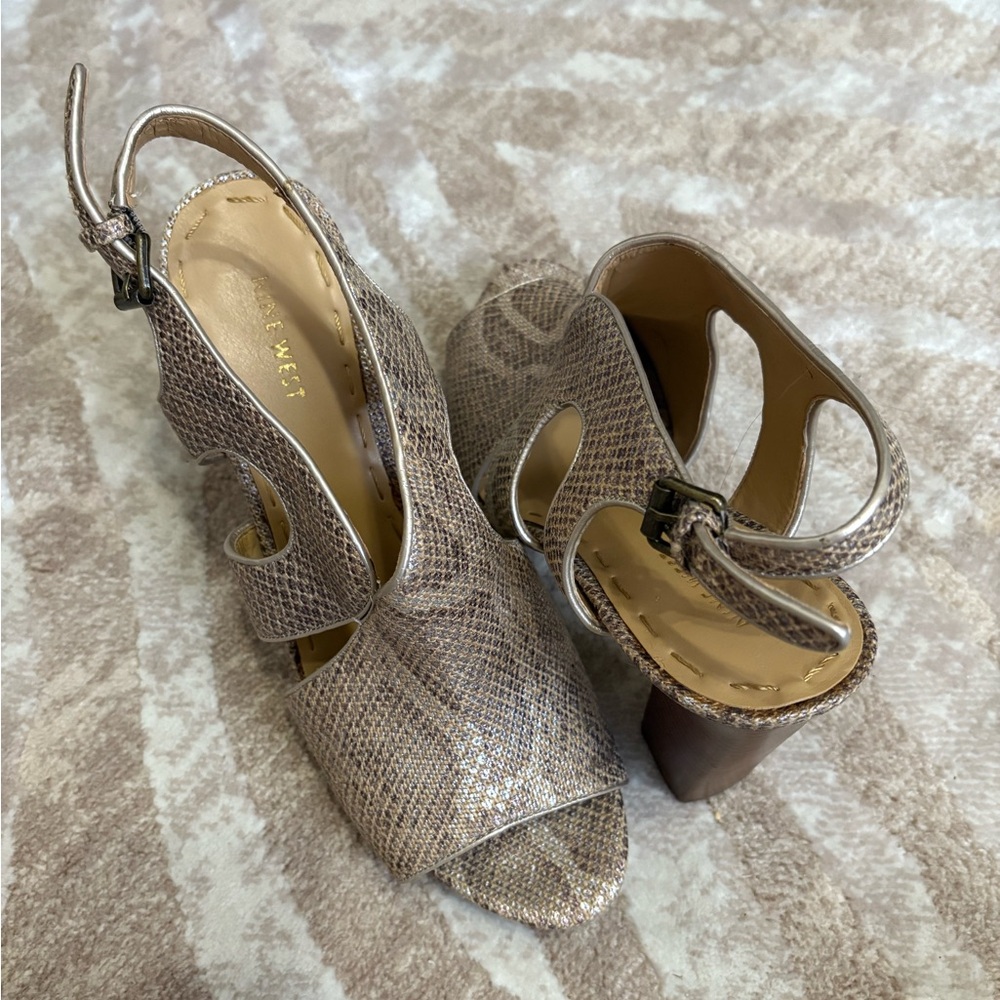 NINE WEST Faux Snake Skin Slingbacks High Heels